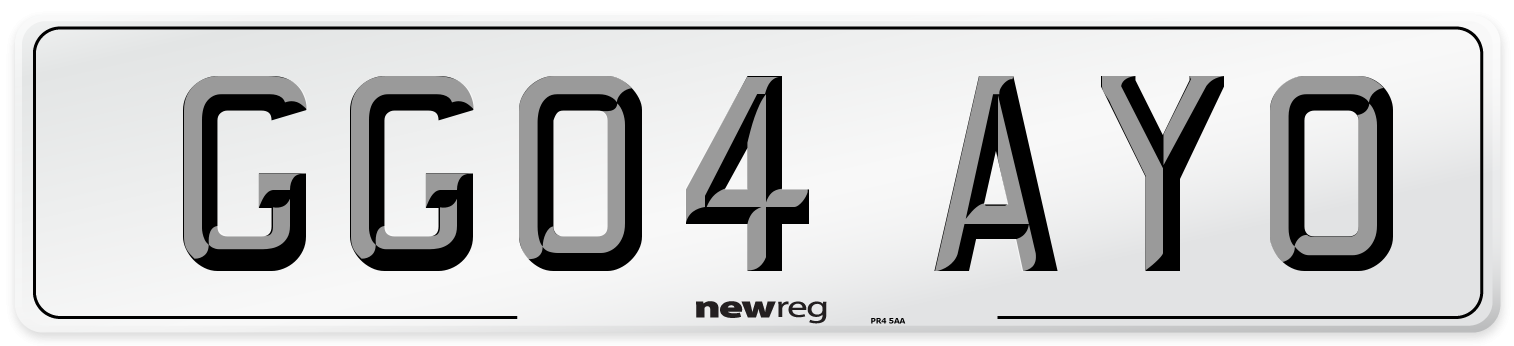 GG04 AYO Number Plate from New Reg